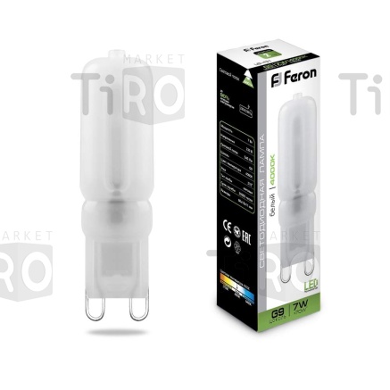 Лампа светодиодная Feron JCD9, LB-431, 7Вт, 220В, 4000K, G9, "матовая"