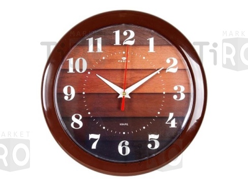 Часы настенные круг d=24,5см, корпус коричневый "Паркет", "Рубин"