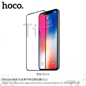 Защитное стекло Hoco A12 Iphone X/XS/11Pro, &quot;Nano 3D&quot;, ударопрочное, усиленные края, цвет 