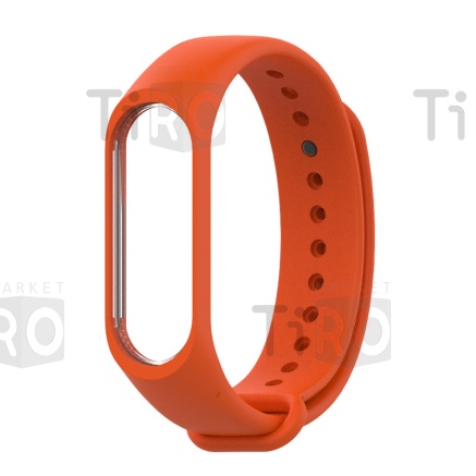 Ремешок силиконовый для Xiaomi Mi Band 3/4 (однотонный) оранжевый
