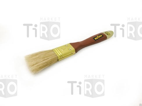 Кисть флейцевая Rutek "Профи" натуральная щетина 1" (25мм) деревянная ручка 