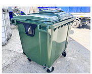 Контейнер мусорный с крышкой 1100л. зелёный, грузоподъемность 440кг