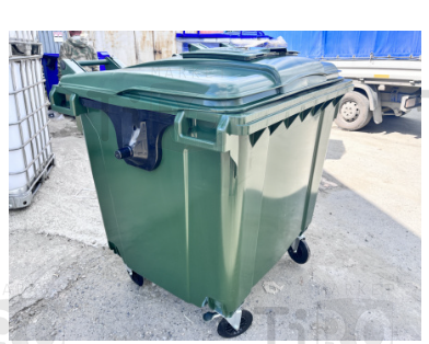 Контейнер мусорный с крышкой 1100л. зелёный, грузоподъемность 440кг