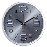Часы настенные круг d=30см, корпус серебряный "Хром" "Рубин" 3027-21