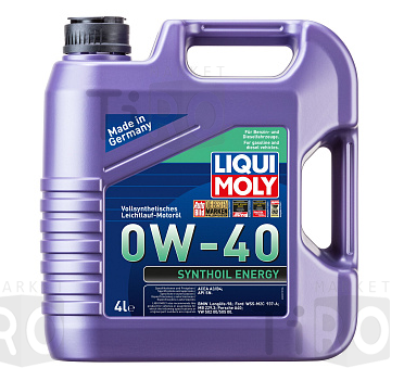 Синтетическое моторное масло Liqui Moly Synthoil Energy 0W40, 2451, SN A3/B4, 4л