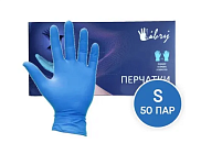Перчатки нитриловые Libry KN001В текстурированные на пальцах, размер S, голубые