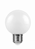Лампа светодиодная Feron LB-37, G45,  1Вт, 220В, Е27, 6400К, матовая, "шар"