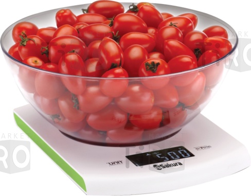 Весы кухонные электронные 5кг, бело-зеленые, Sakura SA-6068G