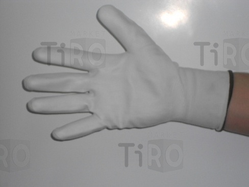 Перчатки нейлон с полиуретановым покрытием белые (4527 Р)