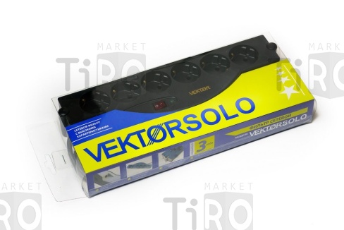 Сетевой фильтр Vector Solo черный 5 метров