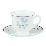 Чайная пара By Collection Флорес 818-592, опаловое стекло, чашка 200мл, блюдце 15,5см