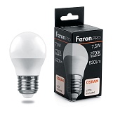 Лампа светодиодная Feron G45, LB-1407, "шар", 7,5Вт, 220В, Е27, 2700К