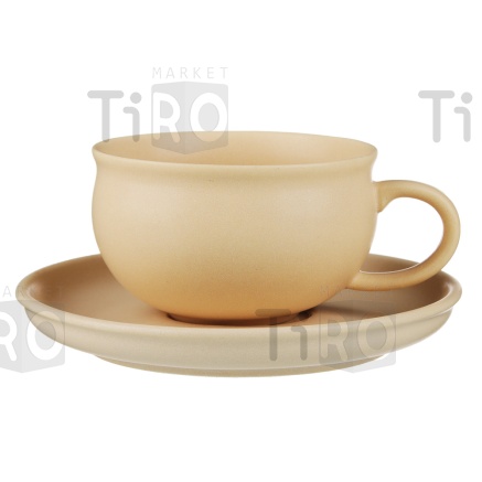 Набор чайный Ivlev Chef Нео 816-329, 2 предмета, чашка 250мл, блюдце 15см, керамика, бежевый