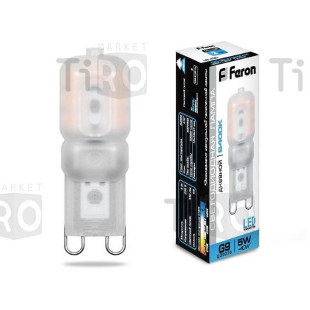 Лампа светодиодная Feron JCD9, LB-430, 5Вт, 220В, 6400K, G9, "матовая"