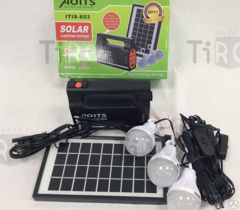 Фонарь AOITS ХК набор 3шт. LED, аккумулятор, солнечная батарея, набор адаптеров, 803