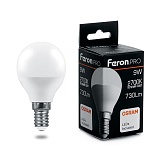 Лампа светодиодная Feron G45, LB-1409, "шар", 9Вт, 220В, Е14, 2700К
