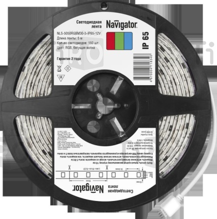 Лента светодиодная Navigator 71834 30led/5вт/IP65/RGB 5м. серия "Бегущая волна" /10/