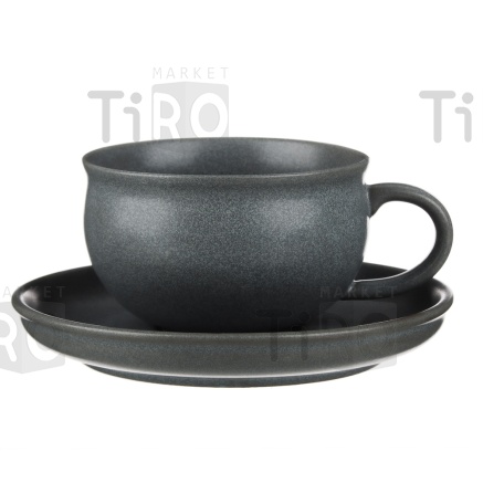 Набор чайный Ivlev Chef Нео 816-314, 2 предмета, чашка 250мс, блюдце 15см, керамика, серый