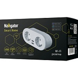 Разветвитель Navigator 14556 10 А/2 гнезда/2 USB-разъема WiFi