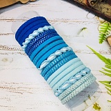Резинки для волос в тубе 18 штук, "Забава - спиральки", цвет голубой