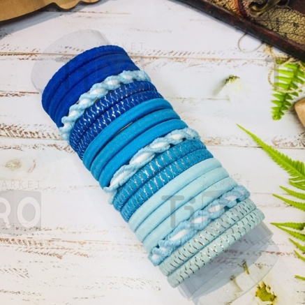 Резинки для волос в тубе 18 штук, "Забава - спиральки", цвет голубой