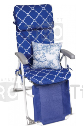 Кресло-шезлонг с матрасом и декоративной подушкой (HHK7/BL синий) до 100 кг