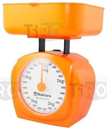 Весы кухонные механические Sakura 5кг SA-6017GR, оранжевые