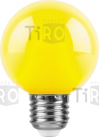 Лампа светодиодная Feron G60, LB-371, "шар", 3Вт, 220В, Е27, желтый