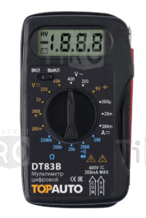 Мультиметр цифровой Топ Авто DT83B, звуковая прозвонка цепи