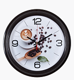 Часы настенные круг d=35см, корпус темно-коричневый "Любителям кофе", "Рубин"