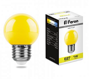 Лампа светодиодная Feron LB-37, G45, 1Вт, 220В, Е27, желтый, "шар"