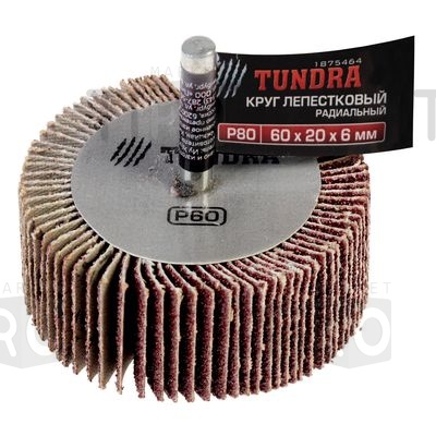 Круг лепестковый радиальный Tundra, 80 х 40 х 6 мм, Р60