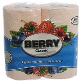 Туалетная бумага двухслойная 4 рулона на втулке, перфорация, белая "Berry Classik" цд4472
