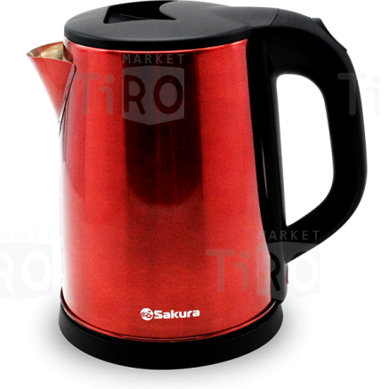 Чайник 2,0л, Sakura SA-2149BR красный+металлический+черный
