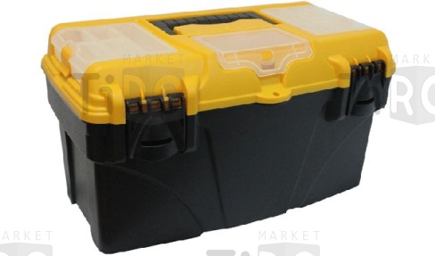 Ящик инструментальный IDEA "Титан 21" с коробками черный с желтым 275*530*290 М2939