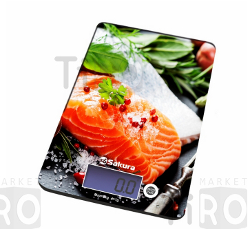 Весы кухонные электронные 8кг, Sakura "Рыба", SA-6075F