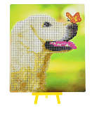 Алмазная мозаика 21*25см., Собака С Бабочкой, с мольбертом, частичная выкладка