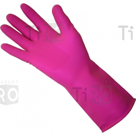 Перчатки латексные, хозяйственные, Vetta, 30G, розовые, L