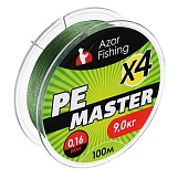 Леска плетеная Azor Fishing, PE Мастер, 100м, 0,16мм, 9,0кг, зеленая
