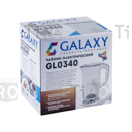 Чайник 1.5л Galaxy GL-0340 дисковый 1800Вт белый