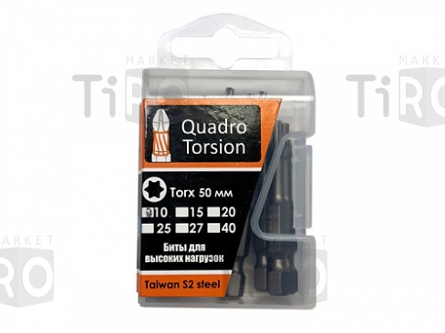 Бита 1/4" 40-50мм Torx "Quadro Torsion" 434050 (10 штук/коробка)