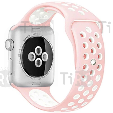 Ремешок Watch Series 42/44мм силиконовый (перфорированный) розово-белый