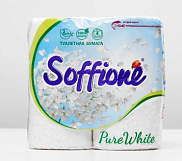 Туалетная бумага Soffijne Pur Wite 2-х слойная белая 4 рулона