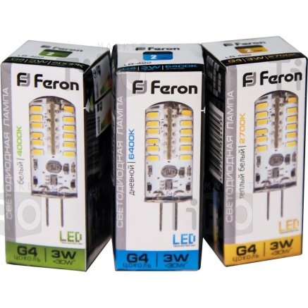 Лампа светодиодная Feron JC, LB-422, 3Вт, 12В, 6400K, G4