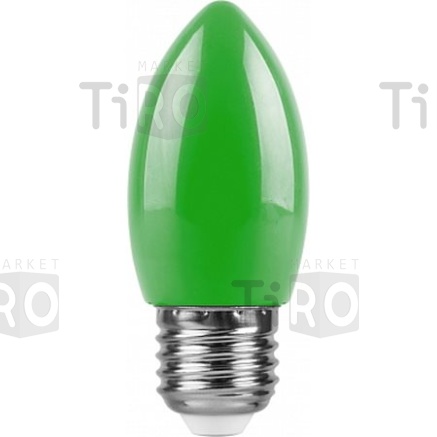 Лампа светодиодная Feron LB-376, С35, 1Вт, 220В, Е27, зеленый