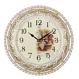 Часы настенные круг d=38см, корпус белый с золотом "Любопытство", "Рубин"