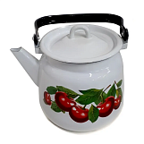 Эмалированный чайник Новокузнецк C2716, 3,5л. белый с декором