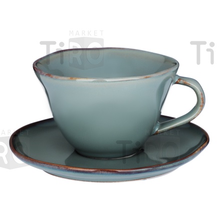 Набор чайный Ivlev Chef Органика 816-369, 2 предмета, чашка 250мл, блюдце 15см, фарфор, серый