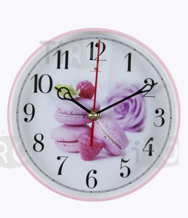 Часы настенные круг d=19,5см, корпус розовый "Макаруны", "Рубин"