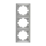Рамка Lezard Mira 701-1000-153 3-ая вертикальная металл серый